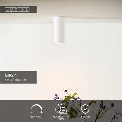 Lucide GIPSY - Deckenstrahler - Ø 7 cm - 1xGU10 - Weiß